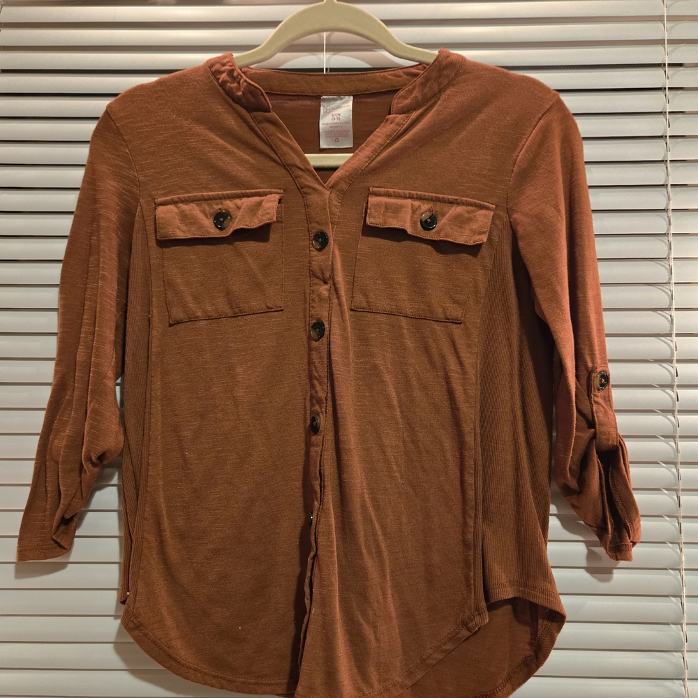 Women's Button-Up Rust Top
